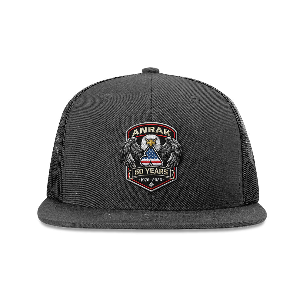 Anrak 50th Eagle Patch Flat Bill Trucker Snapback Hat