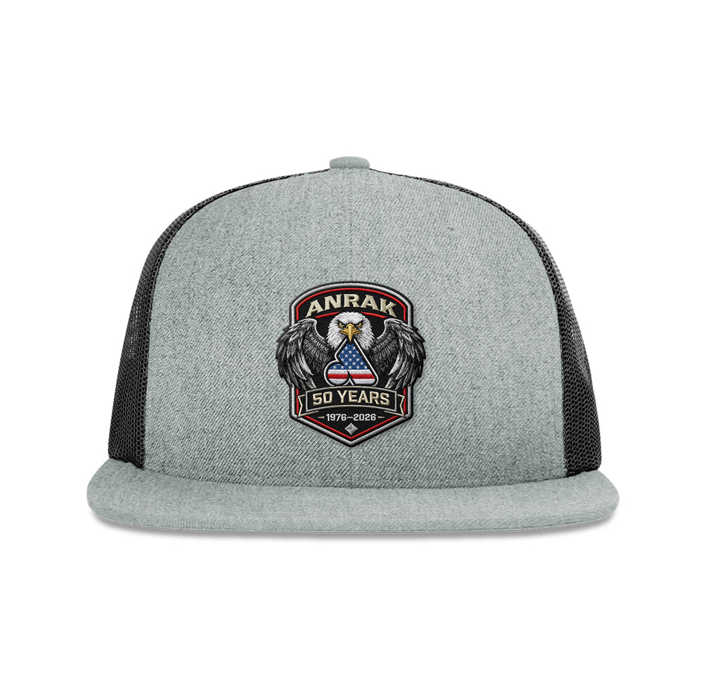 Anrak 50th Eagle Patch Flat Bill Trucker Snapback Hat